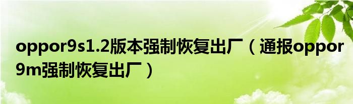 oppor9s1.2版本强制恢复出厂(通报oppor9m强制恢复出厂)