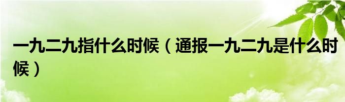 一九二九指什么时候(通报一九二九是什么时候)