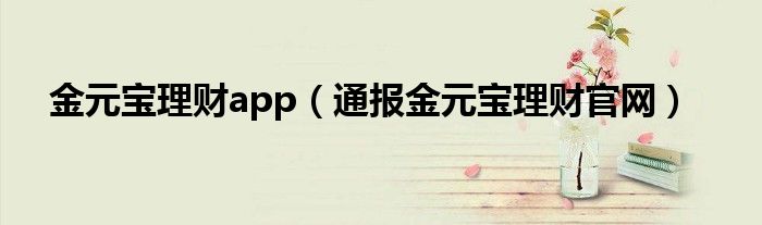 金元宝理财app(通报金元宝理财官网)