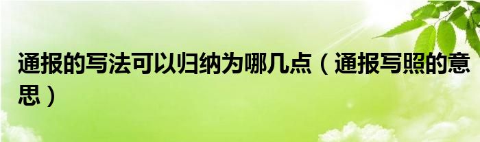通报的写法可以归纳为哪几点(通报写照的意思)