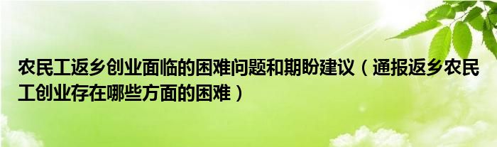 农民工返乡创业面临的困难问题和期盼建议(通报返乡农民工创业存在哪些方面的困难)