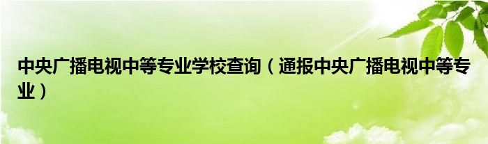 中央广播电视中等专业学校查询(通报中央广播电视中等专业)