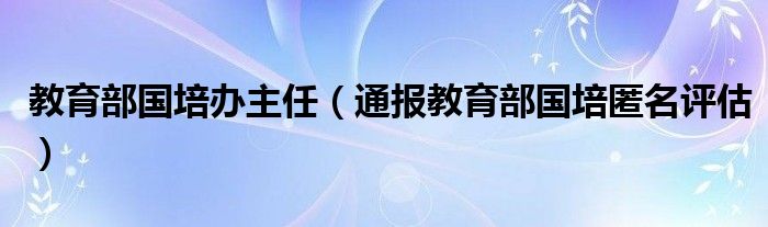 教育部国培办主任(通报教育部国培匿名评估)