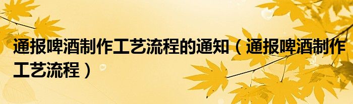 通报啤酒制作工艺流程的通知(通报啤酒制作工艺流程)