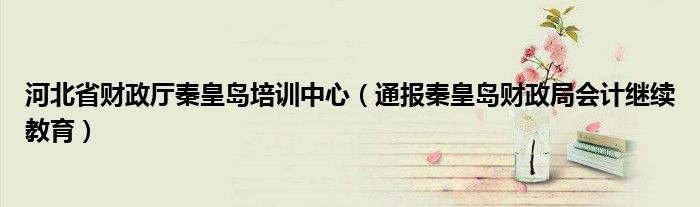 河北省财政厅秦皇岛培训中心(通报秦皇岛财政局会计继续教育)