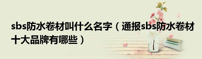 sbs防水卷材叫什么名字(通报sbs防水卷材十大品牌有哪些)