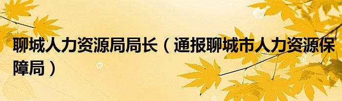 聊城人力资源局局长(通报聊城市人力资源保障局)