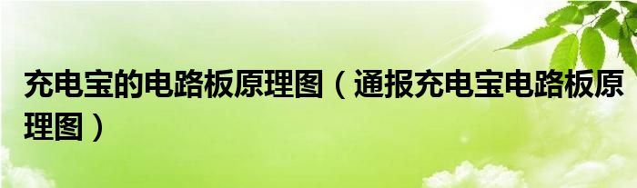 充电宝的电路板原理图(通报充电宝电路板原理图)