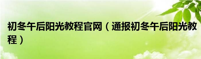 初冬午后阳光教程官网(通报初冬午后阳光教程)