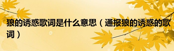 狼的诱惑歌词是什么意思(通报狼的诱惑的歌词)