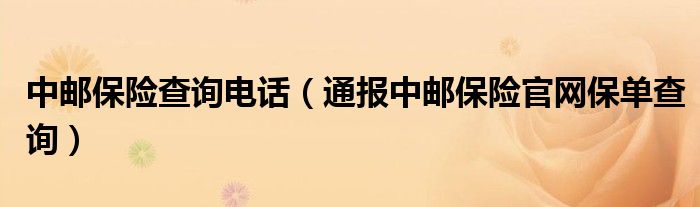 中邮保险查询电话(通报中邮保险官网保单查询)