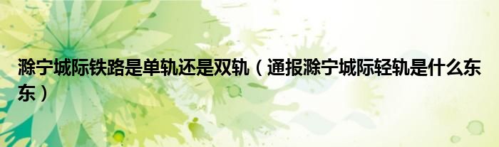 滁宁城际铁路是单轨还是双轨(通报滁宁城际轻轨是什么东东)