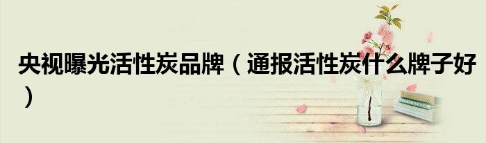 央视曝光活性炭品牌(通报活性炭什么牌子好)