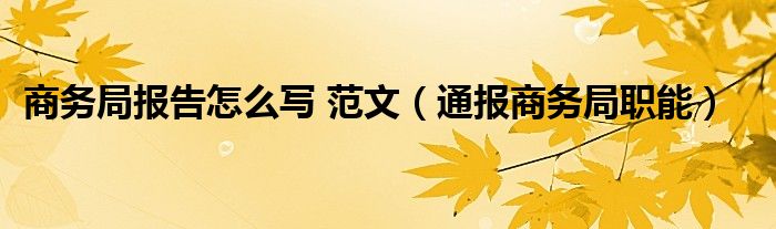 商务局报告怎么写 范文(通报商务局职能)