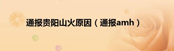 通报贵阳山火原因(通报amh)
