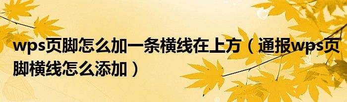 wps页脚怎么加一条横线在上方(通报wps页脚横线怎么添加)