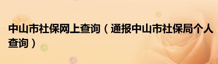 中山市社保网上查询(通报中山市社保局个人查询)