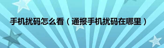手机扰码怎么看（通报手机扰码在哪里）
