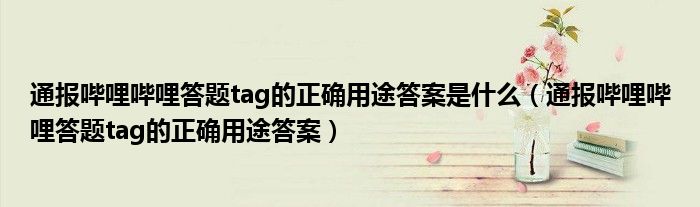 通报哔哩哔哩答题tag的正确用途答案是什么(通报哔哩哔哩答题tag的正确用途答案)