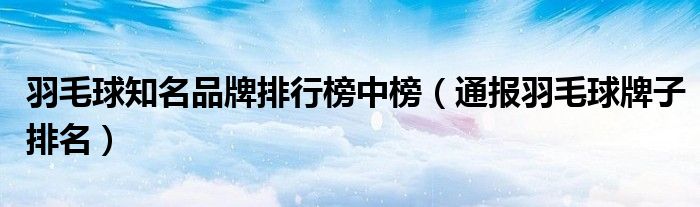 羽毛球知名品牌排行榜中榜(通报羽毛球牌子排名)