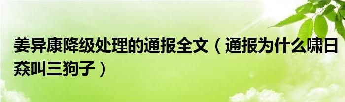 姜异康降级处理的通报全文(通报为什么啸日猋叫三狗子)