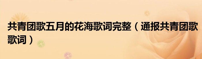 共青团歌五月的花海歌词完整(通报共青团歌歌词)