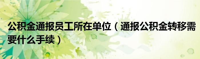 公积金通报员工所在单位(通报公积金转移需要什么手续)