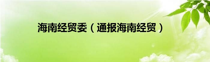 海南经贸委(通报海南经贸)