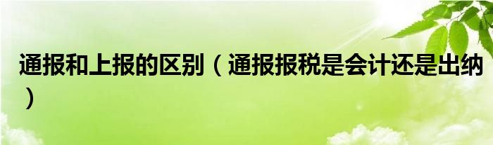 通报和上报的区别(通报报税是会计还是出纳)