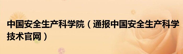 中国安全生产科学院(通报中国安全生产科学技术官网)