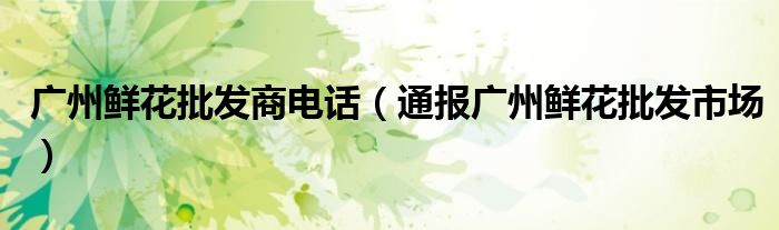 广州鲜花批发商电话(通报广州鲜花批发市场)