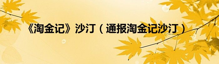 《淘金记》沙汀(通报淘金记沙汀)