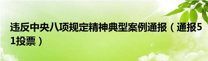 违反中央八项规定精神典型案例通报(通报51投票)