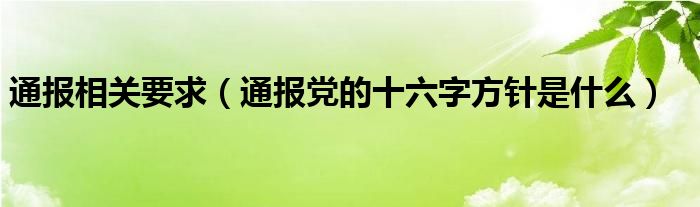 通报相关要求(通报党的十六字方针是什么)
