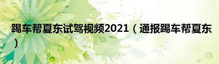 踢车帮夏东试驾视频2021(通报踢车帮夏东)