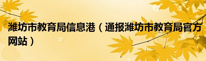 潍坊市教育局信息港(通报潍坊市教育局官方网站)