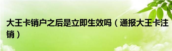大王卡销户之后是立即生效吗(通报大王卡注销)