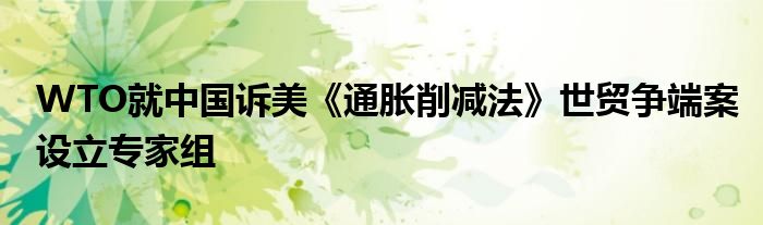 WTO就中国诉美《通胀削减法》世贸争端案设立专家组