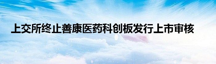 上交所终止善康医药科创板发行上市审核