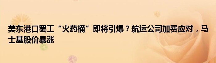 美东港口罢工“火药桶”即将引爆?航运公司加费应对,马士基股价暴涨