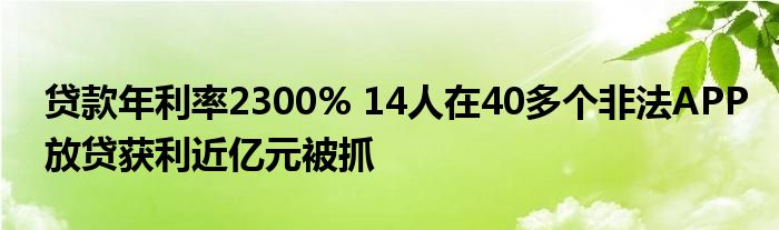 贷款年利率2300% 14人在40多个非法APP放贷获利近亿元被抓