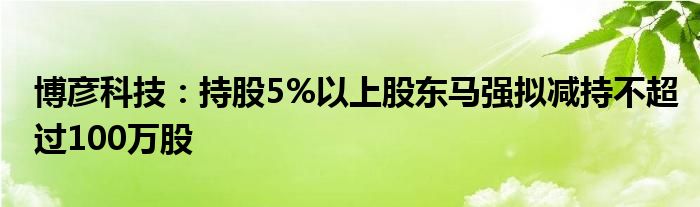 博彦科技:持股5%以上股东马强拟减持不超过100万股