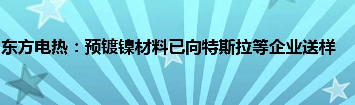 东方电热:预镀镍材料已向特斯拉等企业送样
