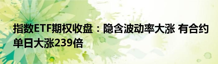 指数ETF期权收盘:隐含波动率大涨 有合约单日大涨239倍