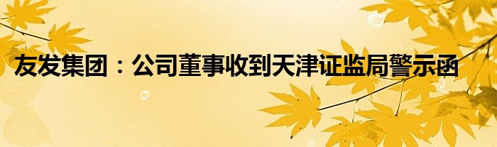 友发集团:公司董事收到天津证监局警示函