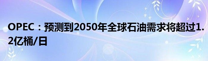 OPEC:预测到2050年全球石油需求将超过1.2亿桶/日