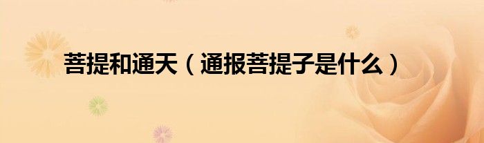 菩提和通天(通报菩提子是什么)