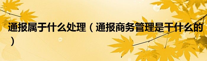 通报属于什么处理(通报商务管理是干什么的)