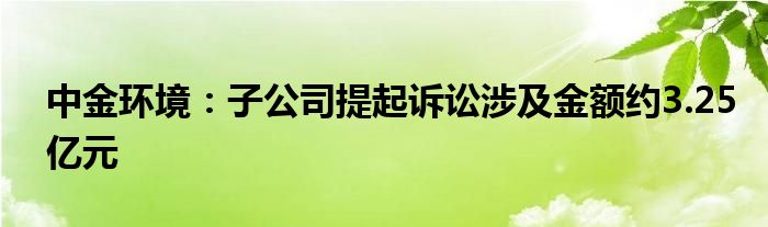 中金环境:子公司提起诉讼涉及金额约3.25亿元