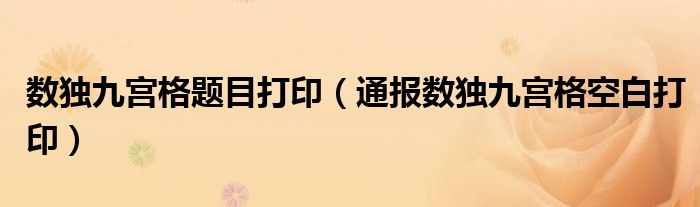 数独九宫格题目打印(通报数独九宫格空白打印)